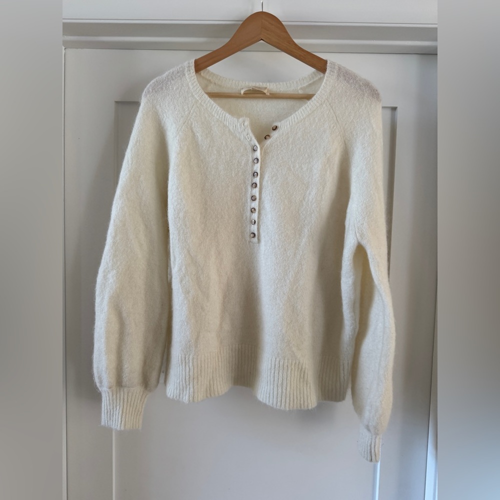 Sezane Cream Crew Neck Sweater